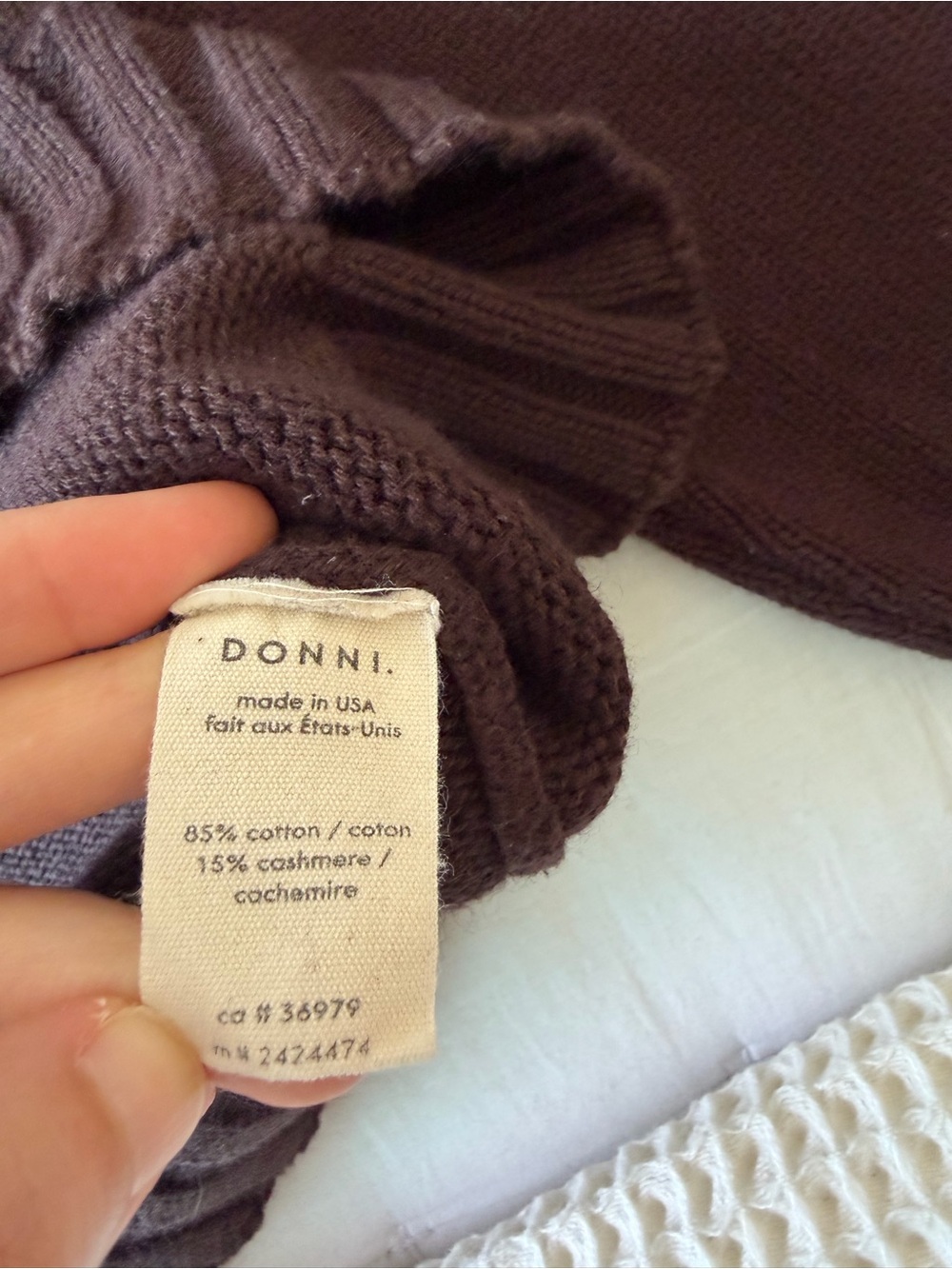 Donni Cotton Cashmere Turtleneck Sweater Brown Espresso - Picture 10 of 12